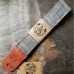 Native Sons Goods The Center Stage Gray Guitar Strap - Black Nylon with Cognac Leather